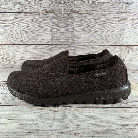 Sketchers Resalyte Go Walk Womens Size 9.5 Memory Form Fit Slip On Shoes Brown - Picture 1 of 9